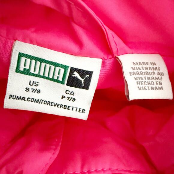 PUMA | Hot Bright Pink Full Zip Puffer Vest Winter Silver Logo | Small (7/8) - Picture 4 of 4